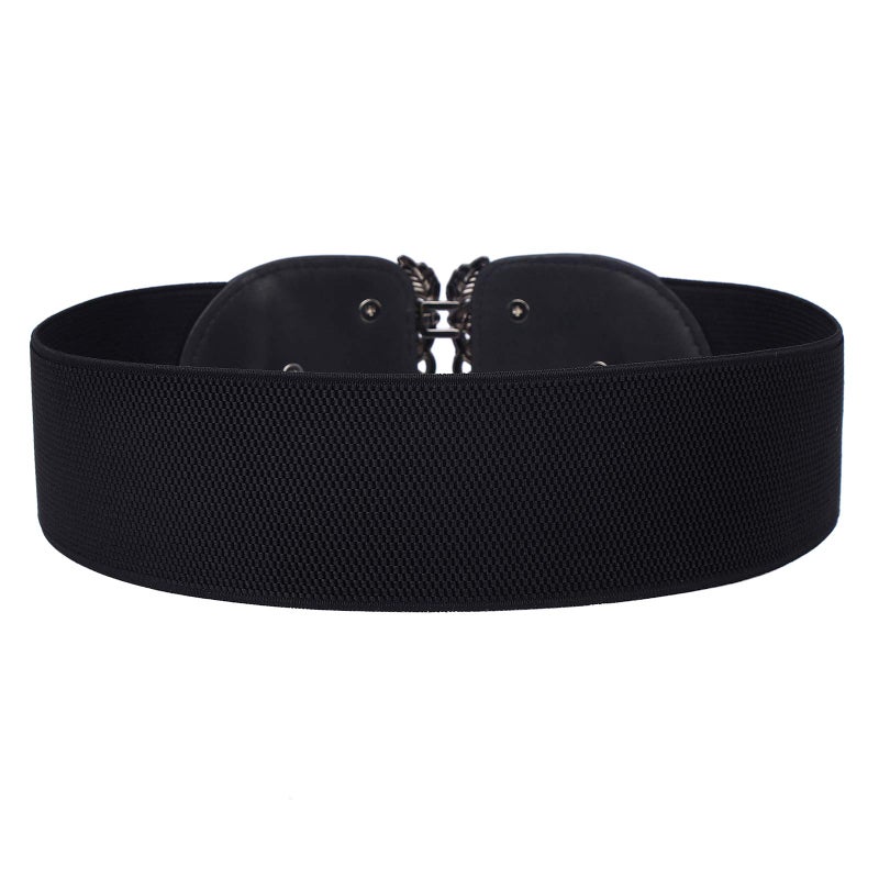 Syuer Women Retro Style Stretchy Waist Belt Vintage Elastic Wide Dress Belts (S-M (26â€-32â€), Black) - Image 2