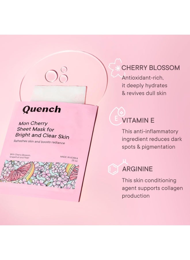 كوينش QUENCH BOTANICS: قناع ورقي كوري لتفتيح البشرة بلمسة إشراق زهر الكرز | قناع وجه كوري لبشرة متألقة | يرطب البشرة ويوحد لونها | صُنع في كوريا (25 مل) - Image 2