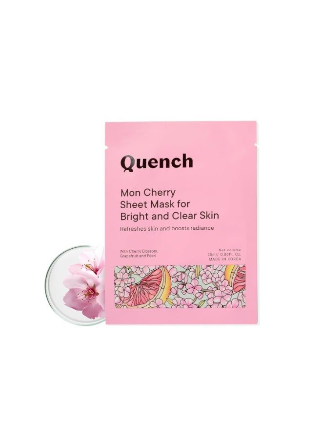 كوينش QUENCH BOTANICS: قناع ورقي كوري لتفتيح البشرة بلمسة إشراق زهر الكرز | قناع وجه كوري لبشرة متألقة | يرطب البشرة ويوحد لونها | صُنع في كوريا (25 مل) - Image 1