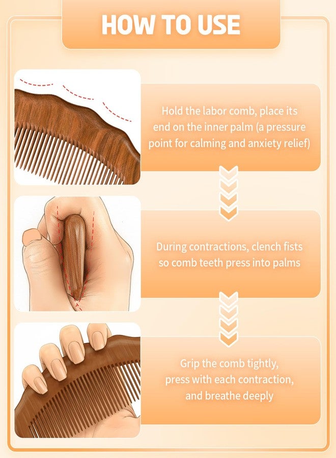 Waaqkid 2PCS Wooden Birth Comb for Labor Pain, Wood Birthing Combs for Women - Image 5