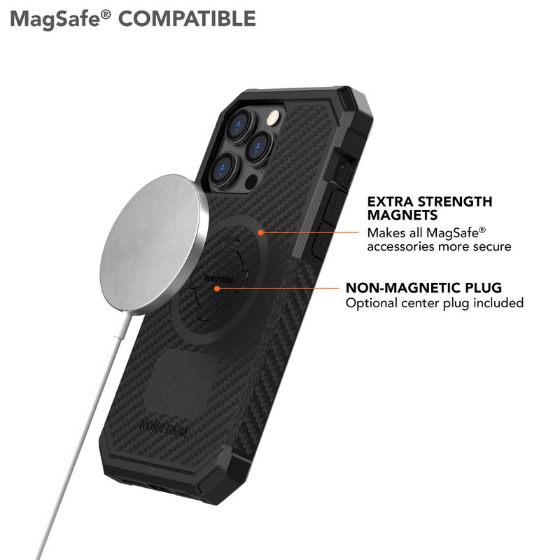 Rokform - iPhone 14 Pro Max Case, Rugged Series, Dual Magnet + MagSafe Compatible, iPhone Cover with RokLock Twist Lock, Magnetic Protective Apple Gear, Drop Tested Armor (Black) - Image 4