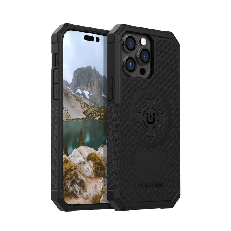 Rokform - iPhone 14 Pro Max Case, Rugged Series, Dual Magnet + MagSafe Compatible, iPhone Cover with RokLock Twist Lock, Magnetic Protective Apple Gear, Drop Tested Armor (Black) - Image 1