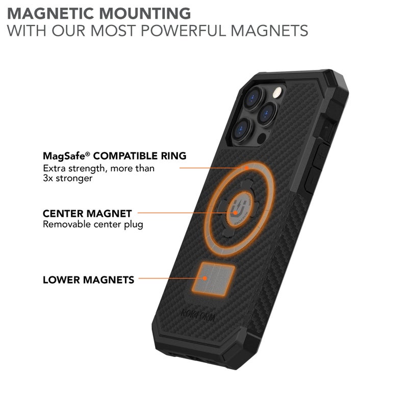 Rokform - iPhone 14 Pro Max Case, Rugged Series, Dual Magnet + MagSafe Compatible, iPhone Cover with RokLock Twist Lock, Magnetic Protective Apple Gear, Drop Tested Armor (Black) - Image 3