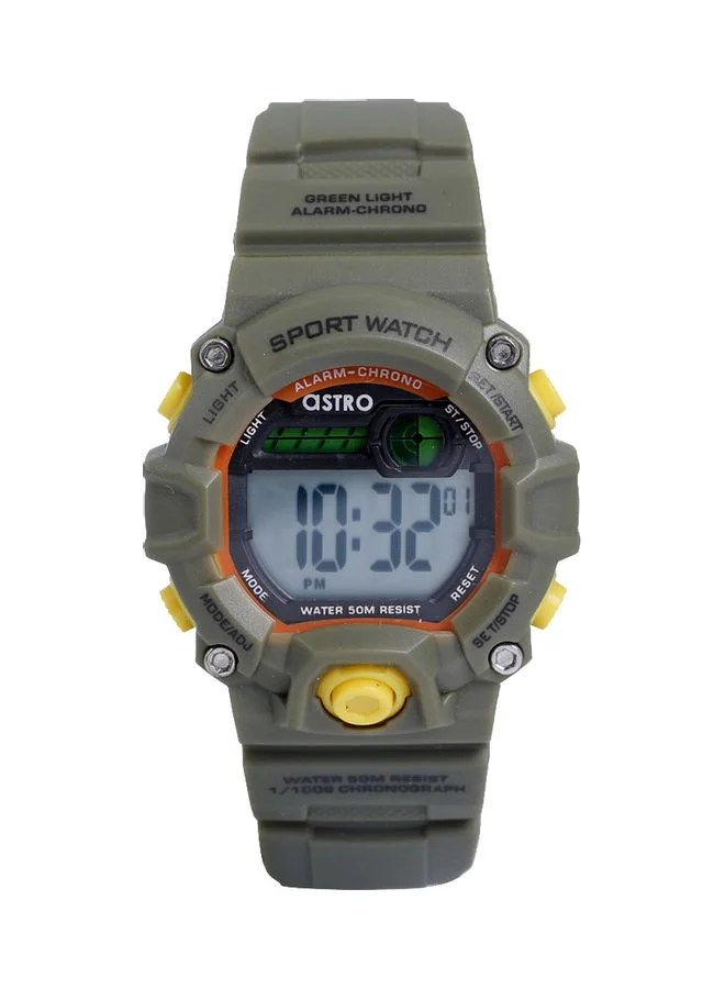 ASTRO Astro Kids Watch, Digital Display and PU Strap - A9936-PPHBY, Green With Yellow Button