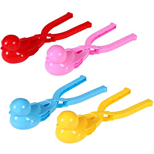 YUGYUJ Snowball Maker Tool with Handle Cartoon Duck Snowball Maker Clip Snow Ball Toys Perfect for Kids and Adults Snowball Fight Play in Winter at Outdoor 4PC Snowball Maker - Image 1
