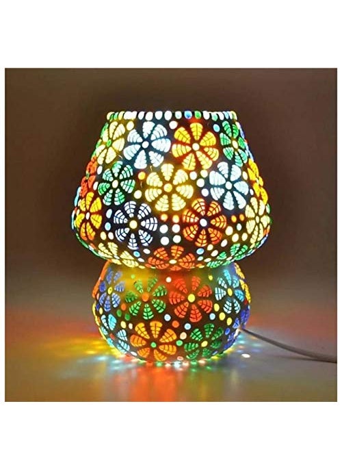 JINPINGHP JINPINGHP Royal Fancy Hand Loom Fabric Round Shade Wooden Wall Mount Decorative Wall Lamp Multicolor CordedElectric  - Image 1