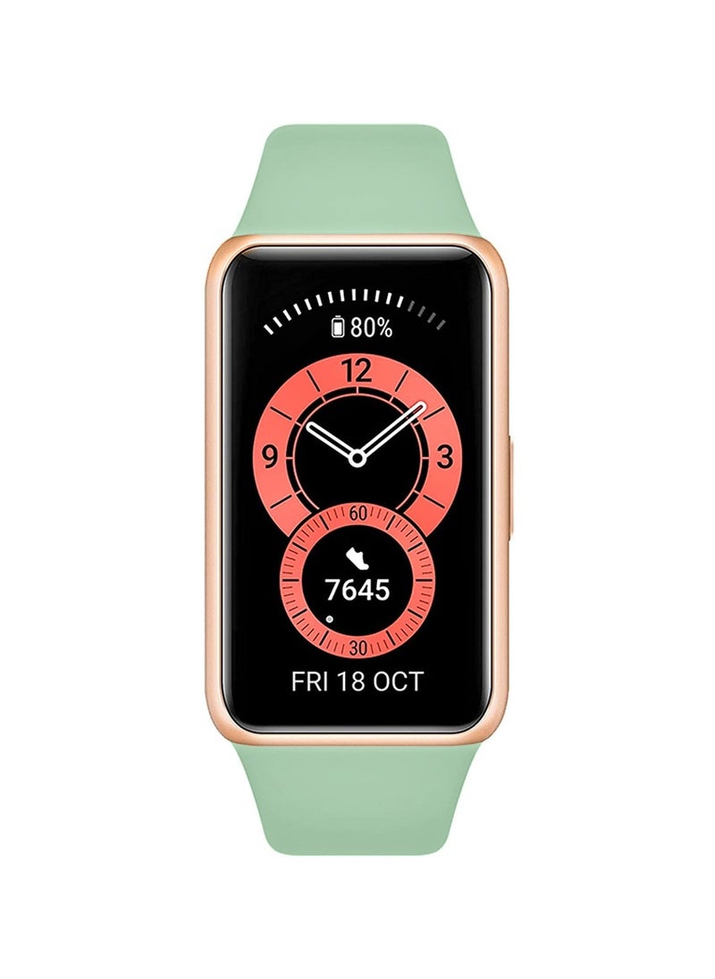 CATANES - Huawei Band 6 / Honor Band 6 Fitness Tracker Replacement Silicone Band Adjustable Waterproof Smart Watch Strap with Buckle Mint Green - Image 1