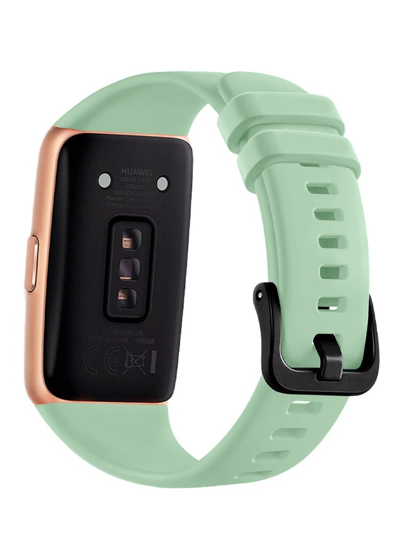 CATANES - Huawei Band 6 / Honor Band 6 Fitness Tracker Replacement Silicone Band Adjustable Waterproof Smart Watch Strap with Buckle Mint Green - Image 1
