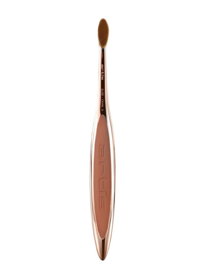 Artis Elite Oval 3 Brush Oval Makeup Brush Luxury Synthetic Cosmefibre Brus Ideal For Eye Cream, Concealer, Highlight Use With Liquids, Powders, and Creams Creates Airbrush Finish - Rose Gold