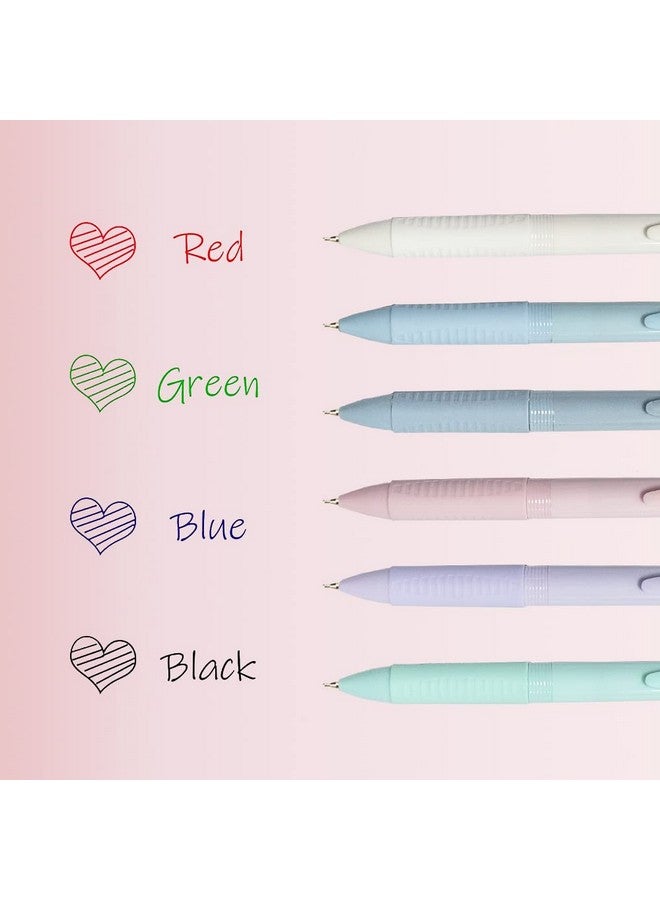 CIOUYAOS 6Pcs Multicolor Ballpoint Pen 4In1 Smooth Retractable Ink Pens With Pen Clip 0.5Mm Fine Point Pen For Office School Supplies Students Classroom Nurse Journaling Prizes Kids Gift (6) - Image 3