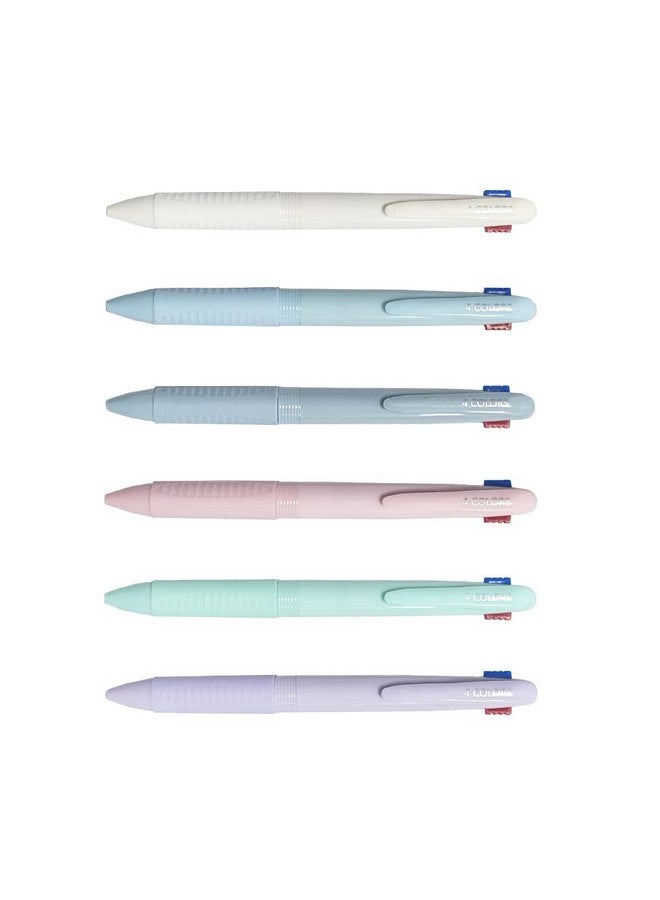 CIOUYAOS 6Pcs Multicolor Ballpoint Pen 4In1 Smooth Retractable Ink Pens With Pen Clip 0.5Mm Fine Point Pen For Office School Supplies Students Classroom Nurse Journaling Prizes Kids Gift (6) - Image 1