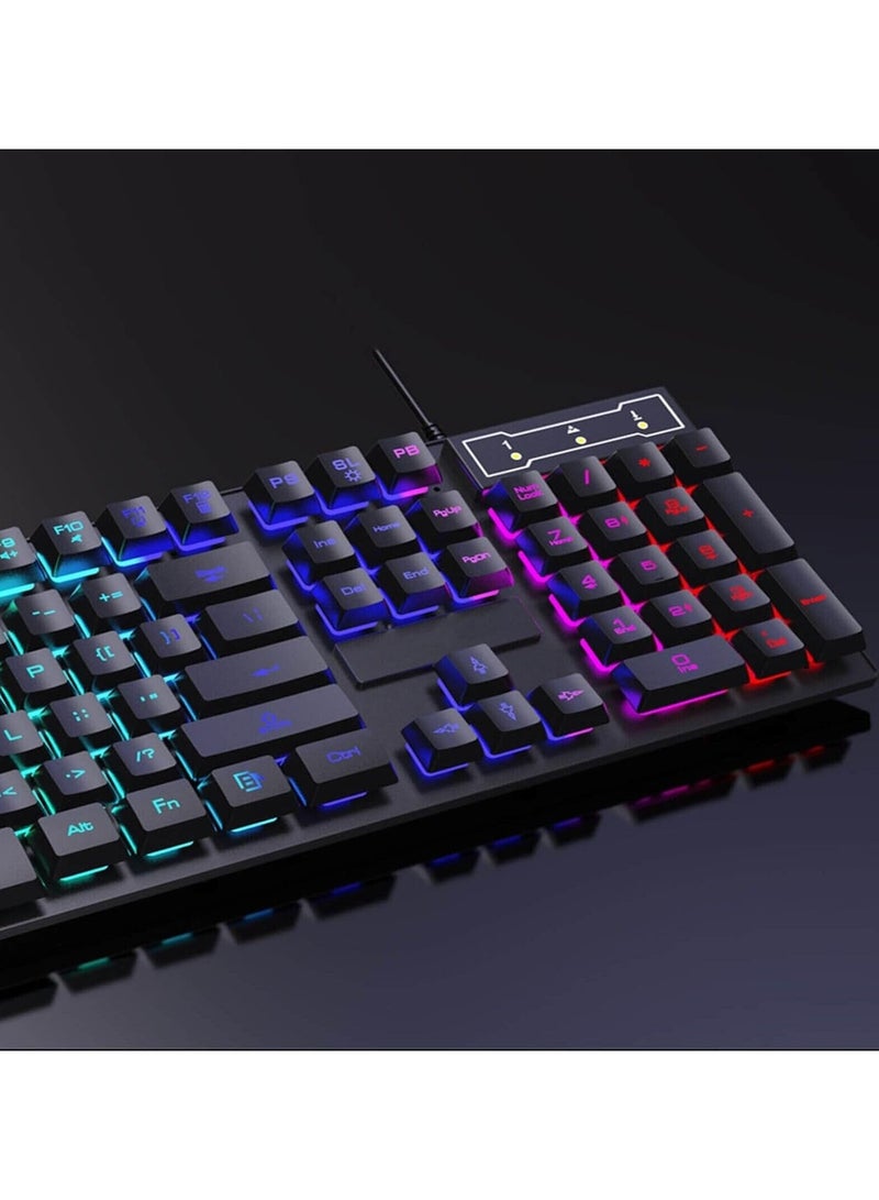 FV-Q305S-104 Keys RGB لوحة مفاتيح وماوس للألعاب - مقاوم للغبار ومقاوم للماء - أسود  - Image 2