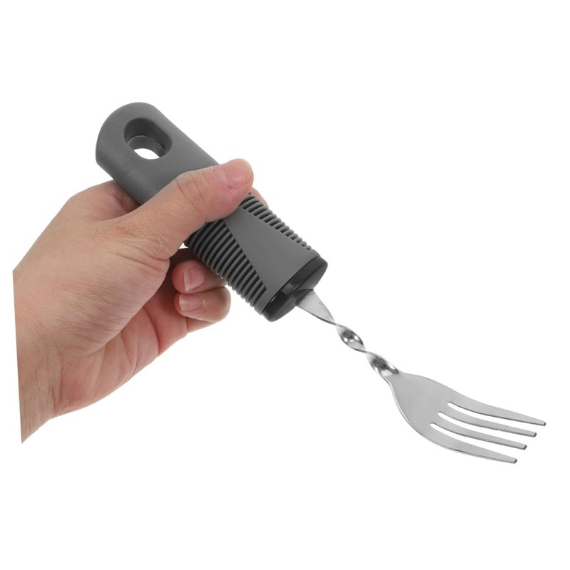 4 Pcs Adaptive Utensils For Tremors Elderly Angled Spoon Fork Cutter Dining Aid Set - Image 4