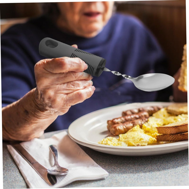 4 Pcs Adaptive Utensils For Tremors Elderly Angled Spoon Fork Cutter Dining Aid Set - Image 5