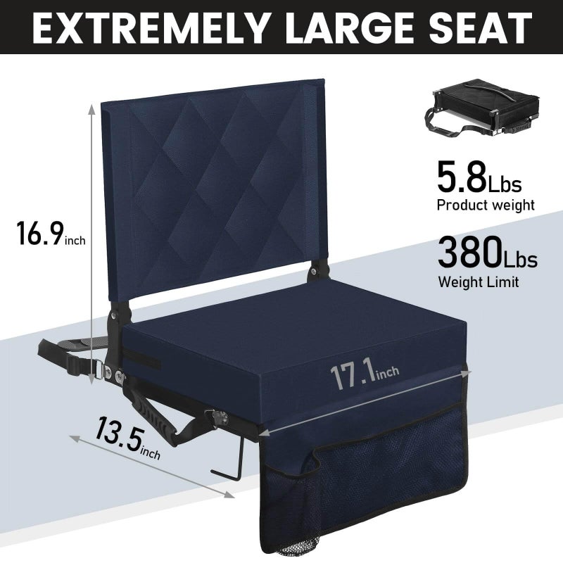 Sheenive Stadium Seats for Bleachers with Back Support, Bleacher Seats with Backs and Cushion Wide, Padded Portable Folding Comfort Stadium Chair with Shoulder Strap, Perfect for Sports Events - Image 4