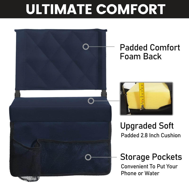 Sheenive Stadium Seats for Bleachers with Back Support, Bleacher Seats with Backs and Cushion Wide, Padded Portable Folding Comfort Stadium Chair with Shoulder Strap, Perfect for Sports Events - Image 5