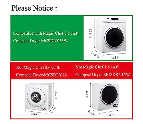 SHEJIO MCSDRY35W Seamless Portable Compact Dryer Blower Fan Belt Compatible with Magic Chef MCSDRY35W （3.5 Cu.ft Dryer, 32.3" High, 23.6" Wide） - Image 5