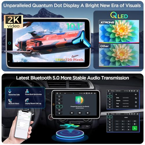 XTRONS 10.1 Inch Universal Single Din Android 14 Car Stereo, Octa Core 4GB+64GB Car Radio, QLED Touch Screen GPS Navigation Bluetooth Head Unit DSP CarPlay Android Auto 4G LTE - Image 2