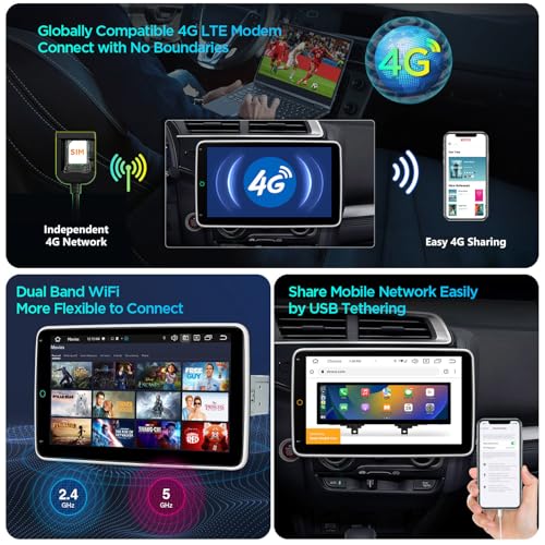 XTRONS 10.1 Inch Universal Single Din Android 14 Car Stereo, Octa Core 4GB+64GB Car Radio, QLED Touch Screen GPS Navigation Bluetooth Head Unit DSP CarPlay Android Auto 4G LTE - Image 5