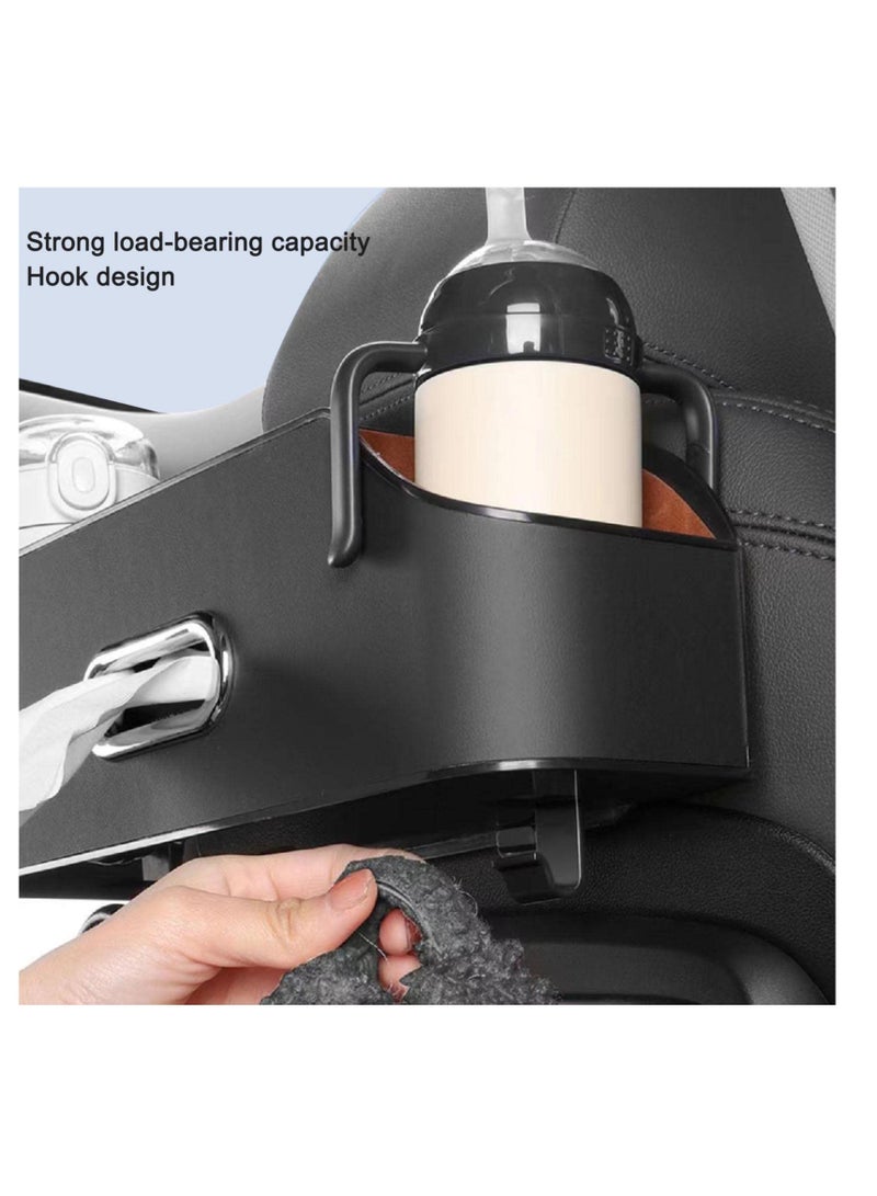 Excefore Vehicle Multifunctional Storage Box, PU Leather Tissue Holder for Car Headrest, 4 in 1 Car Tissue Box Holder with Hooks & Phone Holder, Car Storage Organiser Boxes for Car Accessories - Image 3