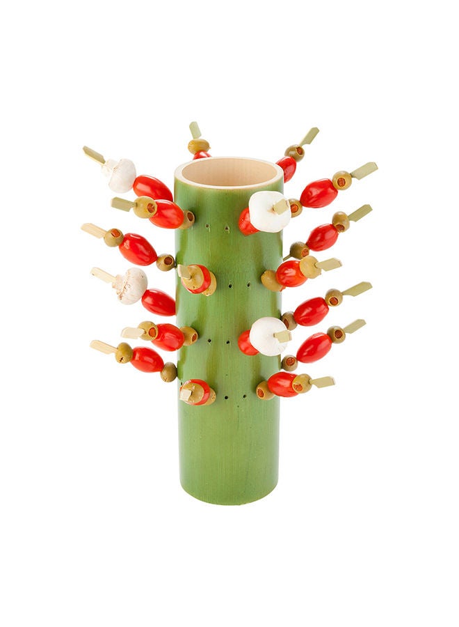 Restaurantware 12 Inch Skewer Stand, 1 72 Slots Food Skewer Holder - Tree Trunk Design, Eco Friendly, Green Bamboo Skewer Holder Display, For Appetizers - Image 5