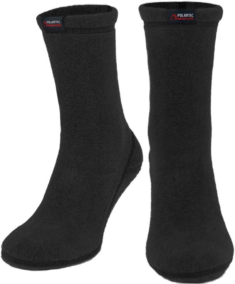 CheshKit Cozy Warm Boot Liner Slipper Socks - Hiking Sport - Polartec Fleece Winter Socks (1 Pair Pack, Small, Black) - Image 1