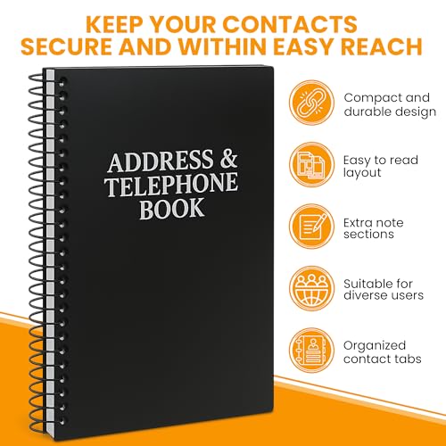 Iconikal Address and Telephone Book, Black, 8 x 5 inches, 2-Pack - Image 3