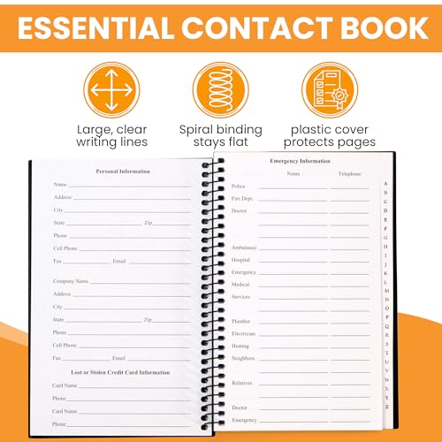 Iconikal Address and Telephone Book, Black, 8 x 5 inches, 2-Pack - Image 5