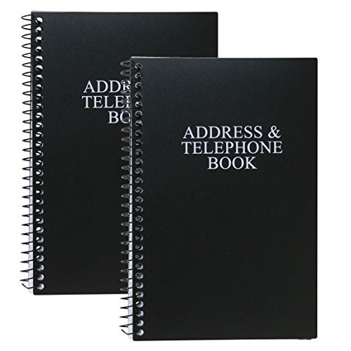 Iconikal Address and Telephone Book, Black, 8 x 5 inches, 2-Pack - Image 1