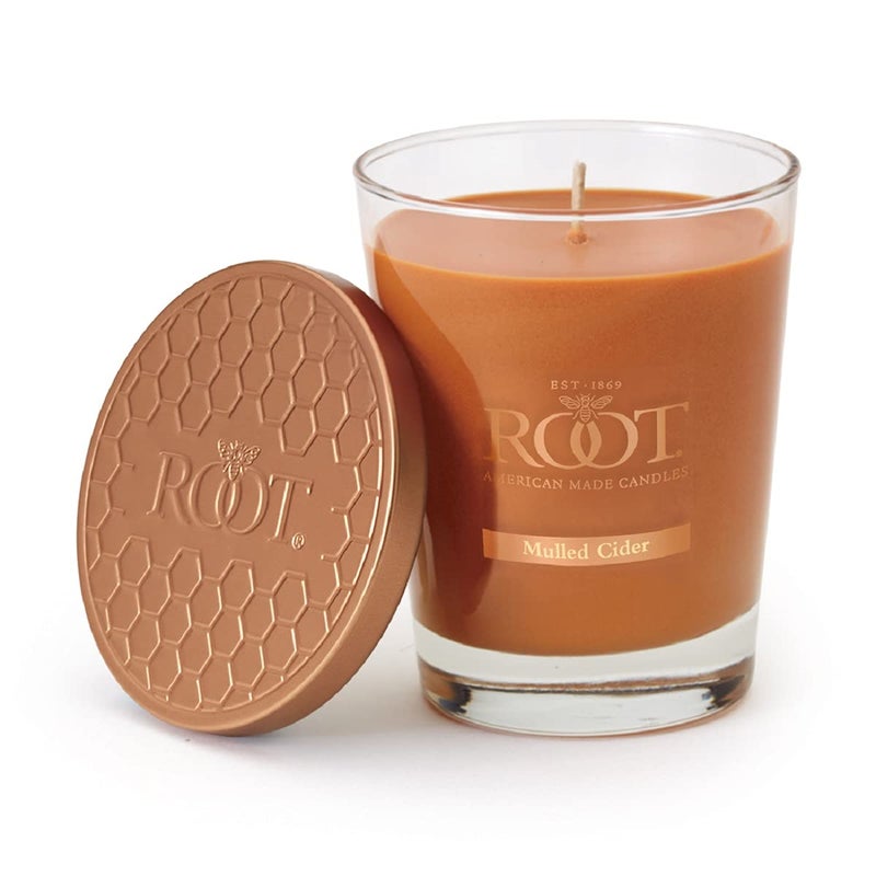 Root Candles Fall Scented Candles Honeycomb Premium Handcrafted Beeswax Blend Candle, Large Veriglass, Mulled Cider - Image 1