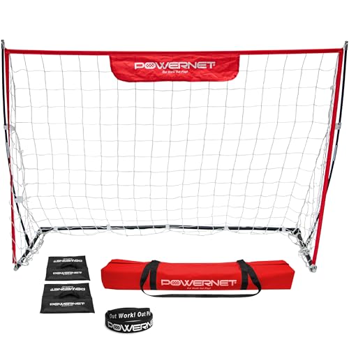 PowerNet Portable Soccer Goal, Collapsible Net with Fiberglass Poles, Pop Up Soccer Training Equipment, 1 Goal & Zipper Storage Bag (6 x 4 FT) - Image 1