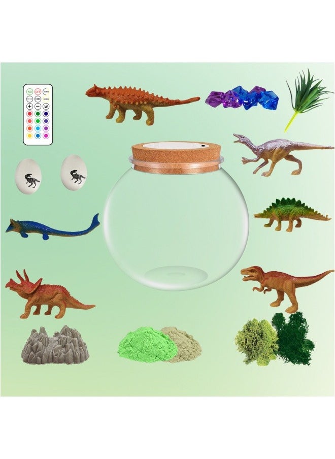 GGEROU - Dinosaur Terrarium Gifts for Kids Girls, Dino Light Up Terrarium Unicorns Toys, DIY Moon Lamp Arts and Crafts Birthday Gift for Children Age 4-12 (Dinosaur) - Image 1