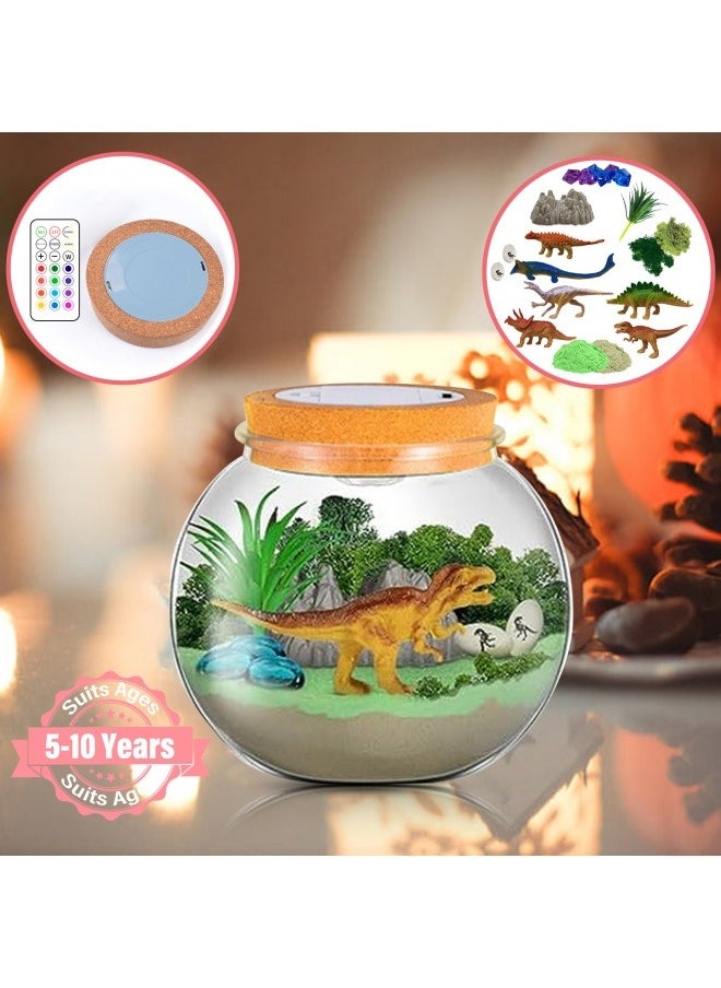 GGEROU - Dinosaur Terrarium Gifts for Kids Girls, Dino Light Up Terrarium Unicorns Toys, DIY Moon Lamp Arts and Crafts Birthday Gift for Children Age 4-12 (Dinosaur) - Image 1