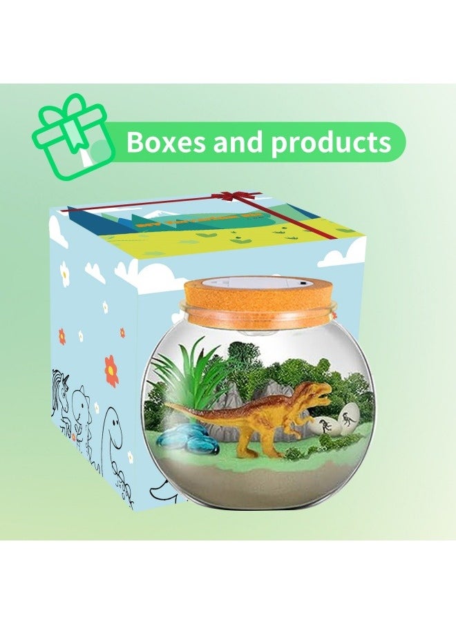GGEROU - Dinosaur Terrarium Gifts for Kids Girls, Dino Light Up Terrarium Unicorns Toys, DIY Moon Lamp Arts and Crafts Birthday Gift for Children Age 4-12 (Dinosaur) - Image 1