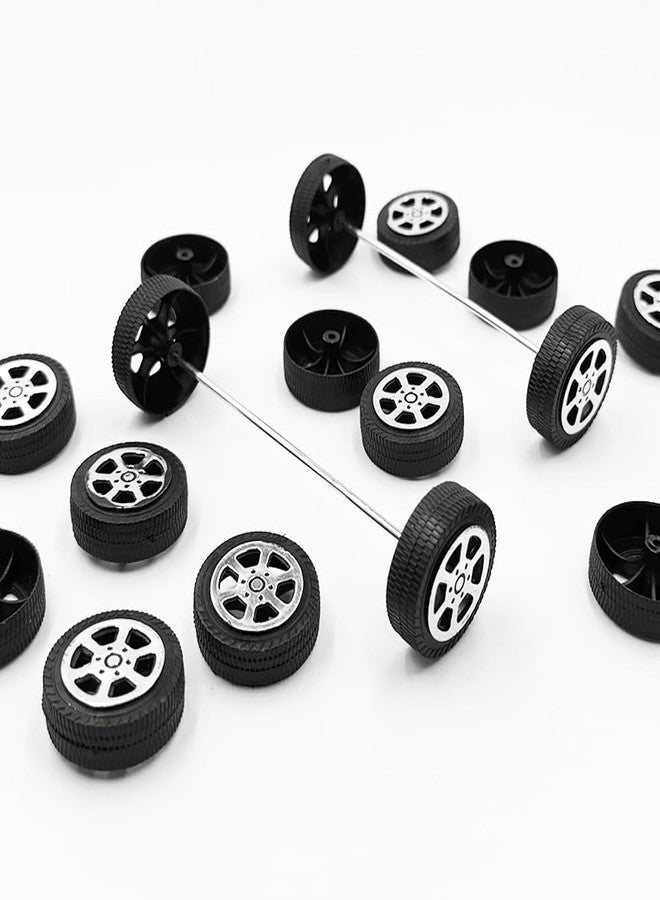 URIMPAVIDO 30PCS Toy Car Wheels 2mm Dia Shaft Plastic Wheels with 15PCS Shaft Round Rod Axles for Model Toys RC Car Truck DIY Craft (2X9X30MM) - Image 3