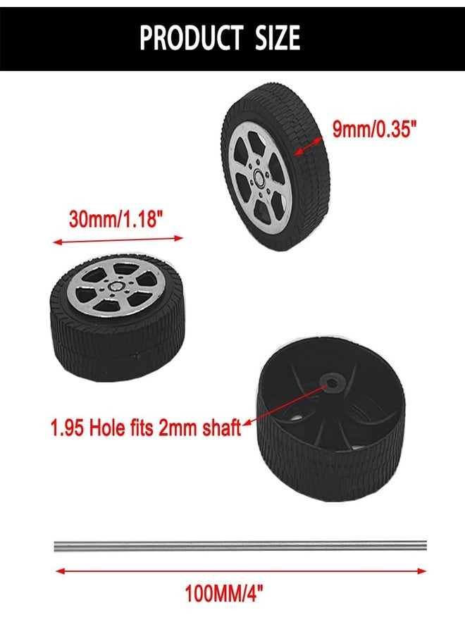 URIMPAVIDO 30PCS Toy Car Wheels 2mm Dia Shaft Plastic Wheels with 15PCS Shaft Round Rod Axles for Model Toys RC Car Truck DIY Craft (2X9X30MM) - Image 5