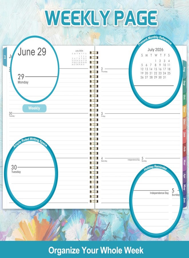 MaaIbok Planner 2026-2027 - Academic Planner 2026-2027, July 2026 - June 2027, 8.5" x 11", Calendar Planner with Colorful Monthly Tabs, Twin-wire Binding, Holidays, Back Pocket - Image 4