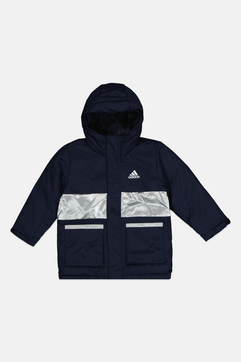 Adidas جاكيت خارجي طويل الأكمام للأطفال الأولاد، Navy - Image 1
