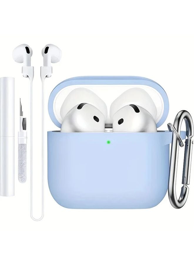 Light Violet Airpods 4 Case With Anti Loss Strap and Cleaning Pen Protection Set - Image 2