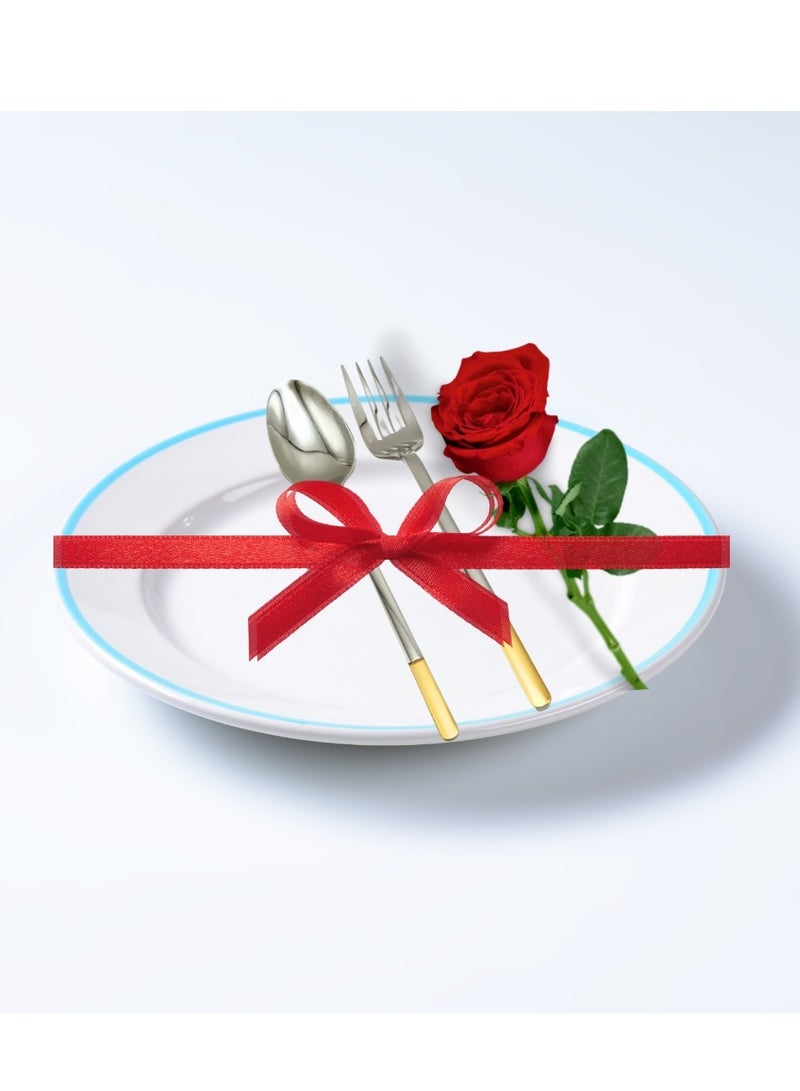 طقم ملاعق عشاء من الفولاذ المقاوم للصدأ بتصميم قمة ذهبية 6 قطع 21.5 سم × 4 سم، ملاعق فضية كبيرة عصرية للمنزل، المطبخ، المطعم، حواف دقيقة وملمع مرآة، آمنة للغسالة - Image 5