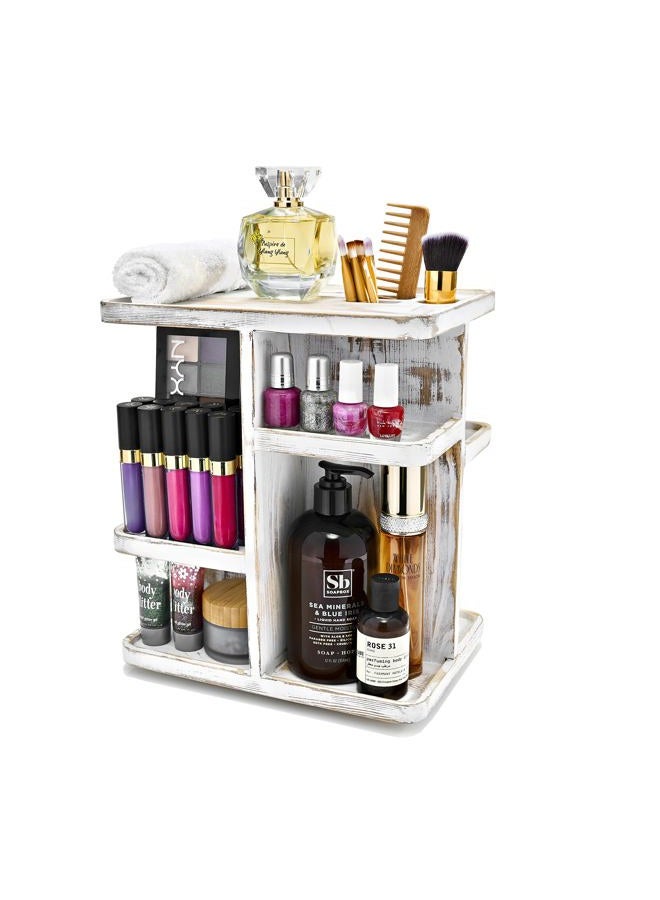 Sorbus منظم مكياج 360° - دوار خشبي رمادي لتخزين مستحضرات التجميل والعناية بالبشرة - Image 1