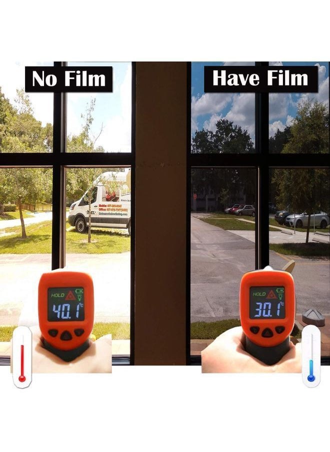 Y&D - Premium Silver Daytime Privacy Window Film - Non-Adhesive Reflective Mirror Tint for Home and Office - Sun Blocking Glass Film - Image 1