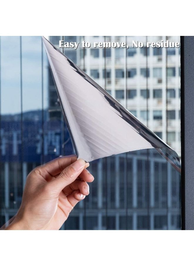 Y&D - Premium Silver Daytime Privacy Window Film - Non-Adhesive Reflective Mirror Tint for Home and Office - Sun Blocking Glass Film - Image 1