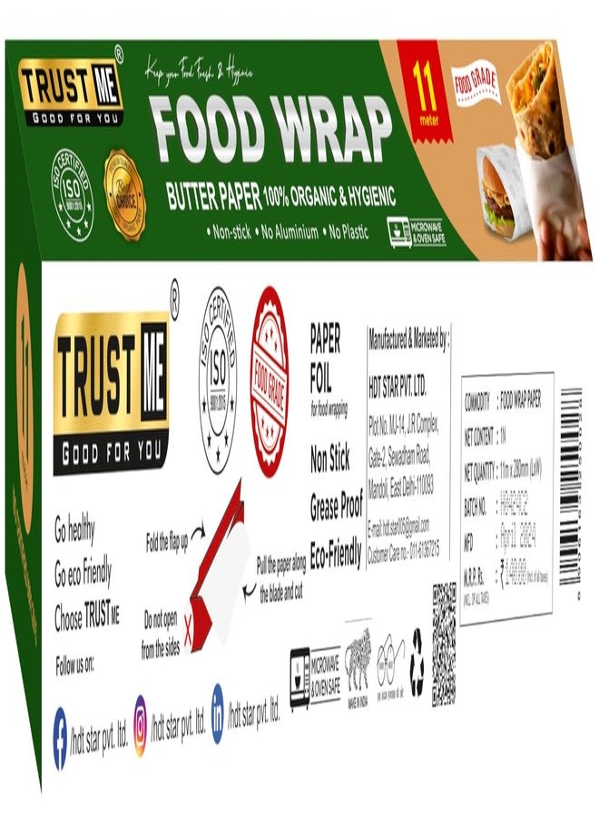 TRUST ME ورق تغليف الطعام من رقائق الألومنيوم من TRUST ME بطول 11 مترًا لتعبئة الطعام والخبز والطبخ والتغليف والشواء والطهي على البخار والقلي (عبوة من قطعتين) - Image 4