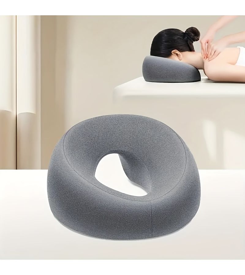 Soft O Shaped Facial Pillow Grey For Beauty Salon Face Down Pillow Beauty Bed Multi Functional Adult Facial Care Relaxation - Image 1
