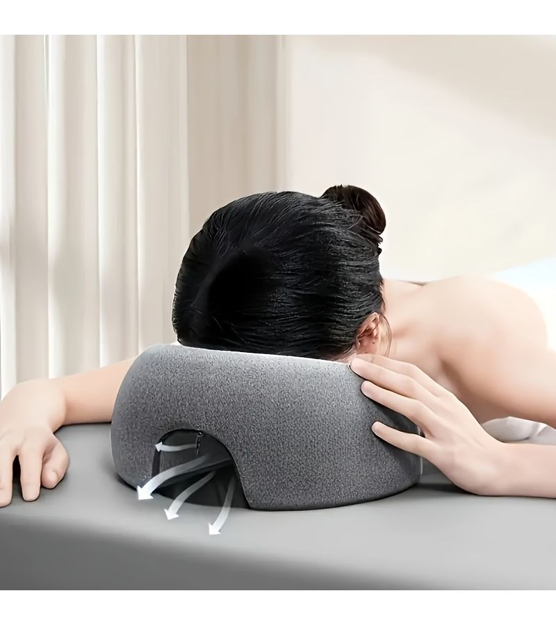 Soft O Shaped Facial Pillow Grey For Beauty Salon Face Down Pillow Beauty Bed Multi Functional Adult Facial Care Relaxation - Image 2