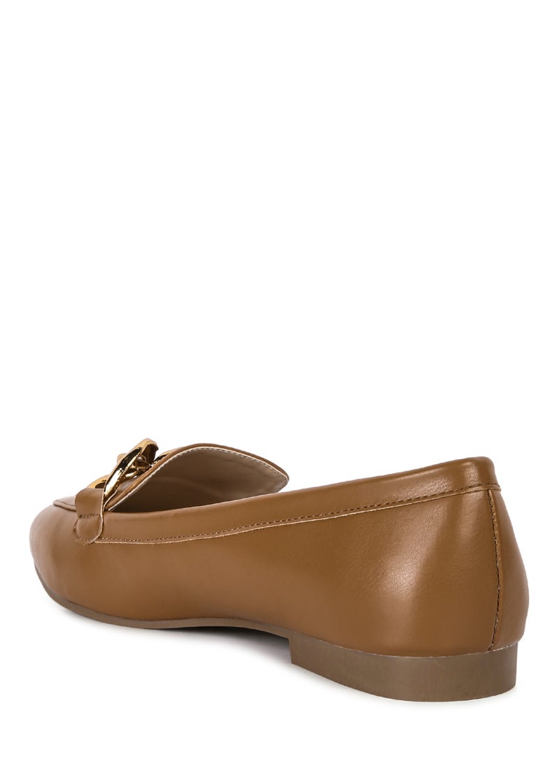 London Rag Tan Metal Chain Faux Leather Loafers  - Image 3