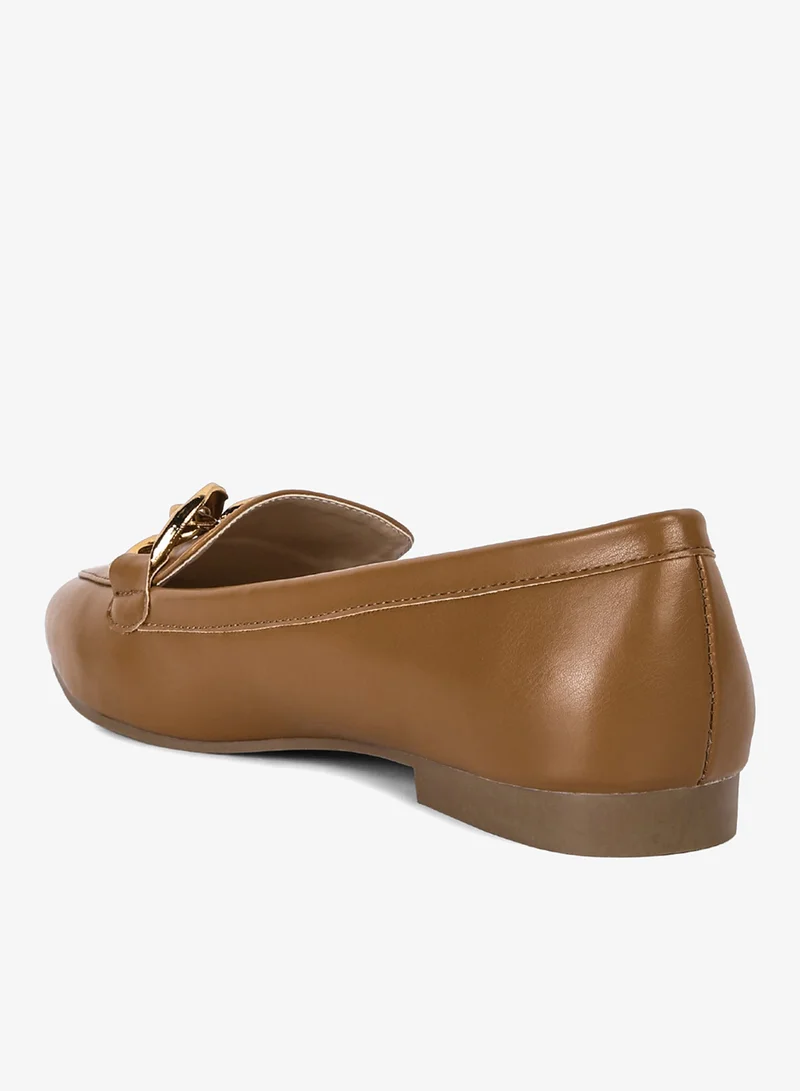 London Rag Tan Metal Chain Faux Leather Loafers