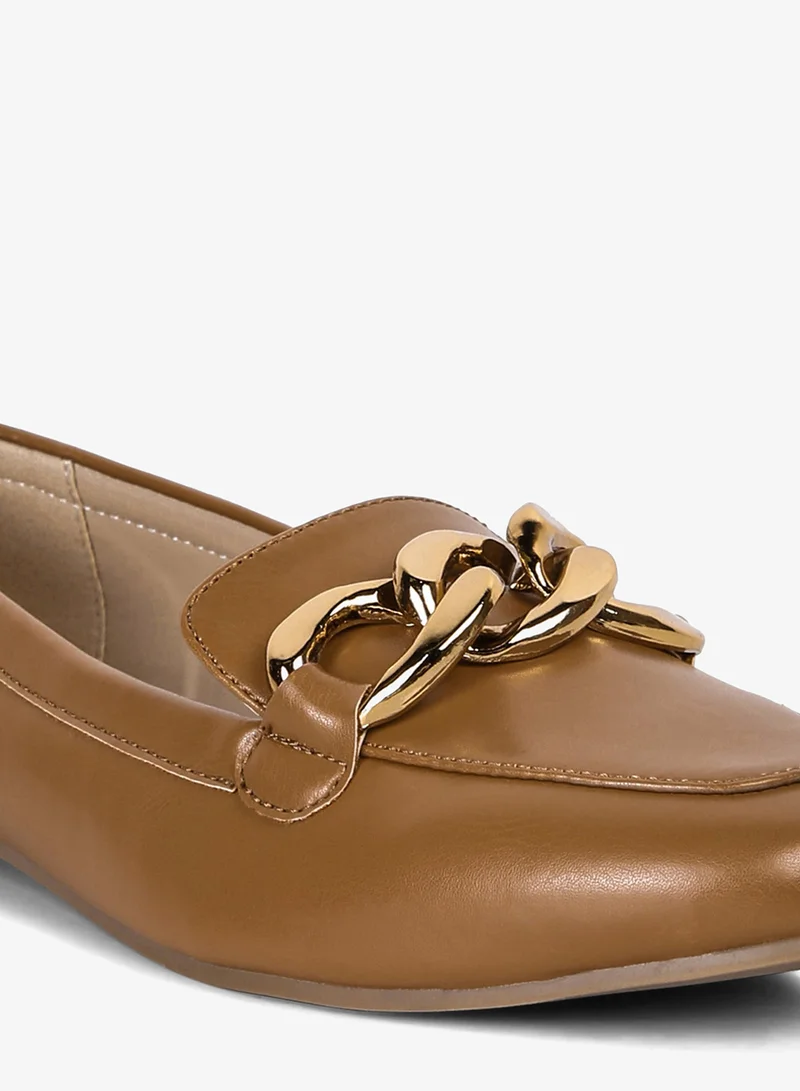 London Rag Tan Metal Chain Faux Leather Loafers