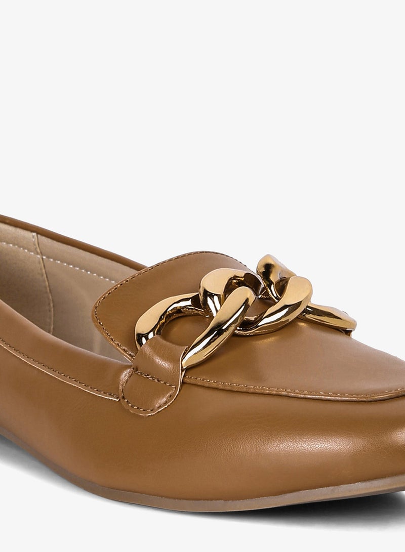 London Rag Tan Metal Chain Faux Leather Loafers - Image 5